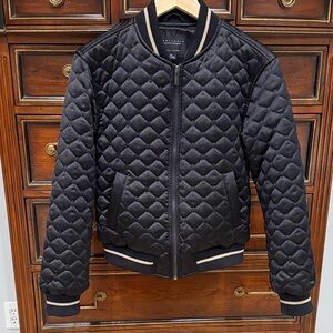Black Quilted Bomber Jacket